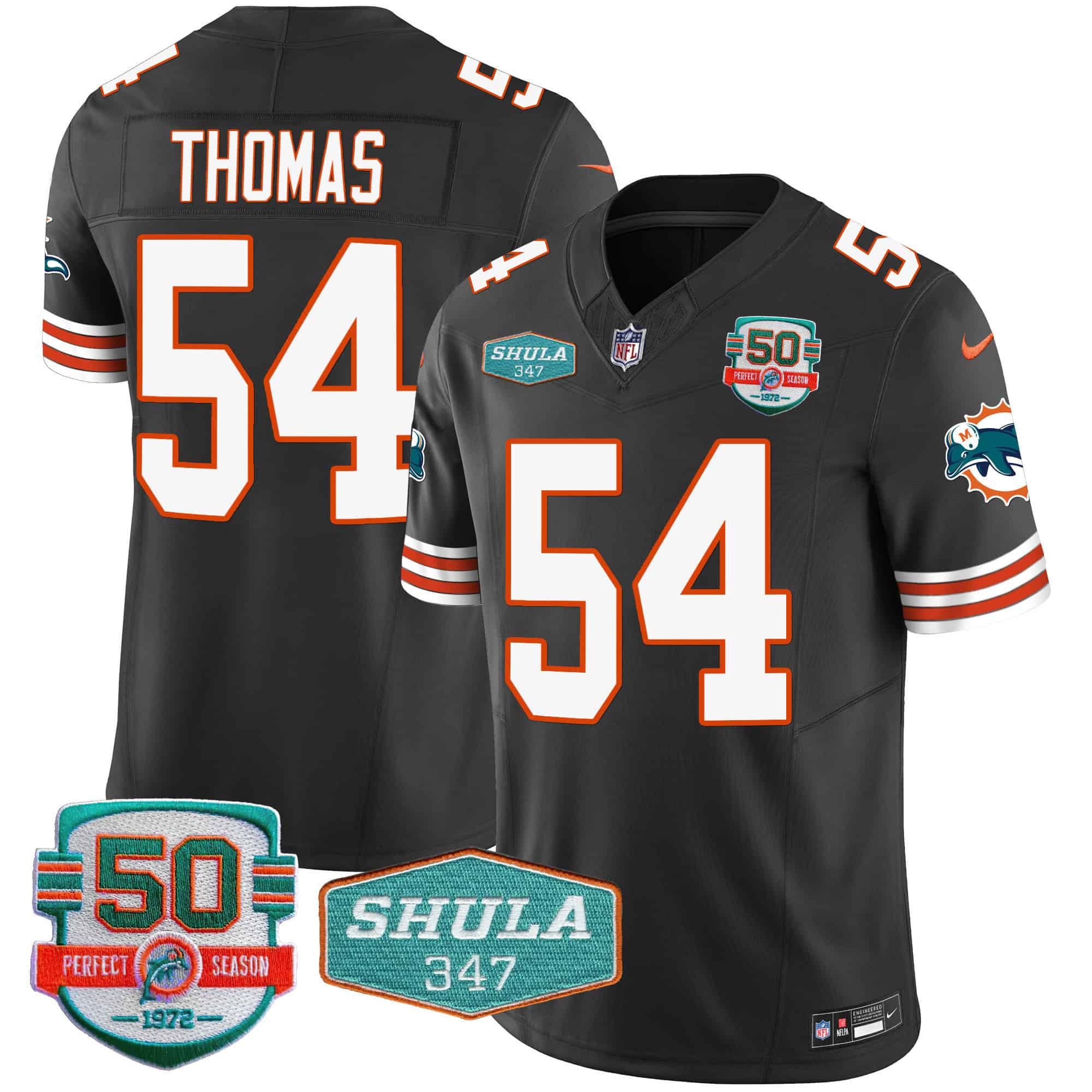 Men Miami Dolphins #54 Thomas Black 2024 Nike Throwback Shula 347 Patch Vapor NFL Jersey style 1